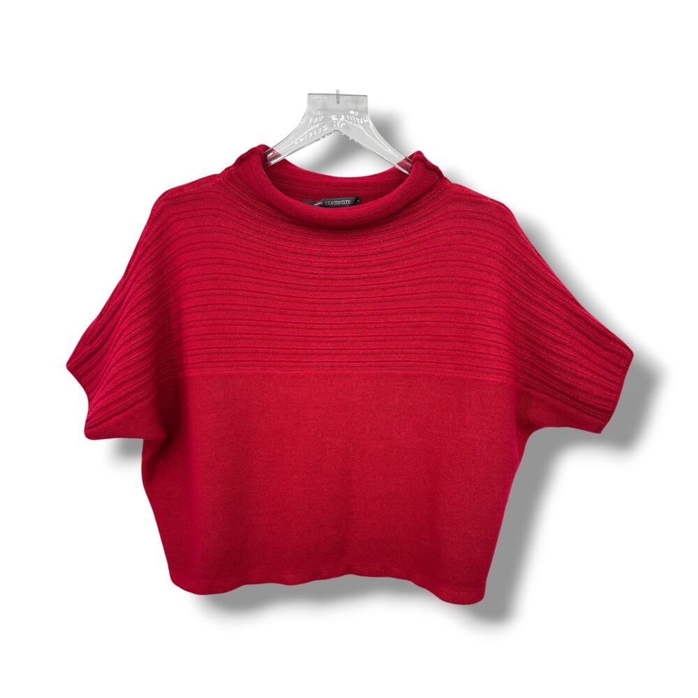 Elemente Clemente sweater S 100% virgin wool crop rolled collar rib knit top